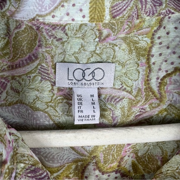 LOGO Lori Goldstein Chiffon Long Sleeve Blouse Sheer Floral Print Size Medium - Picture 10 of 10